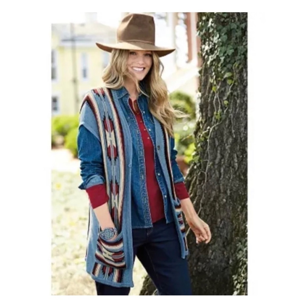 Chaps Women's Southwest Aztec Sweater Vest (Petite)-XS